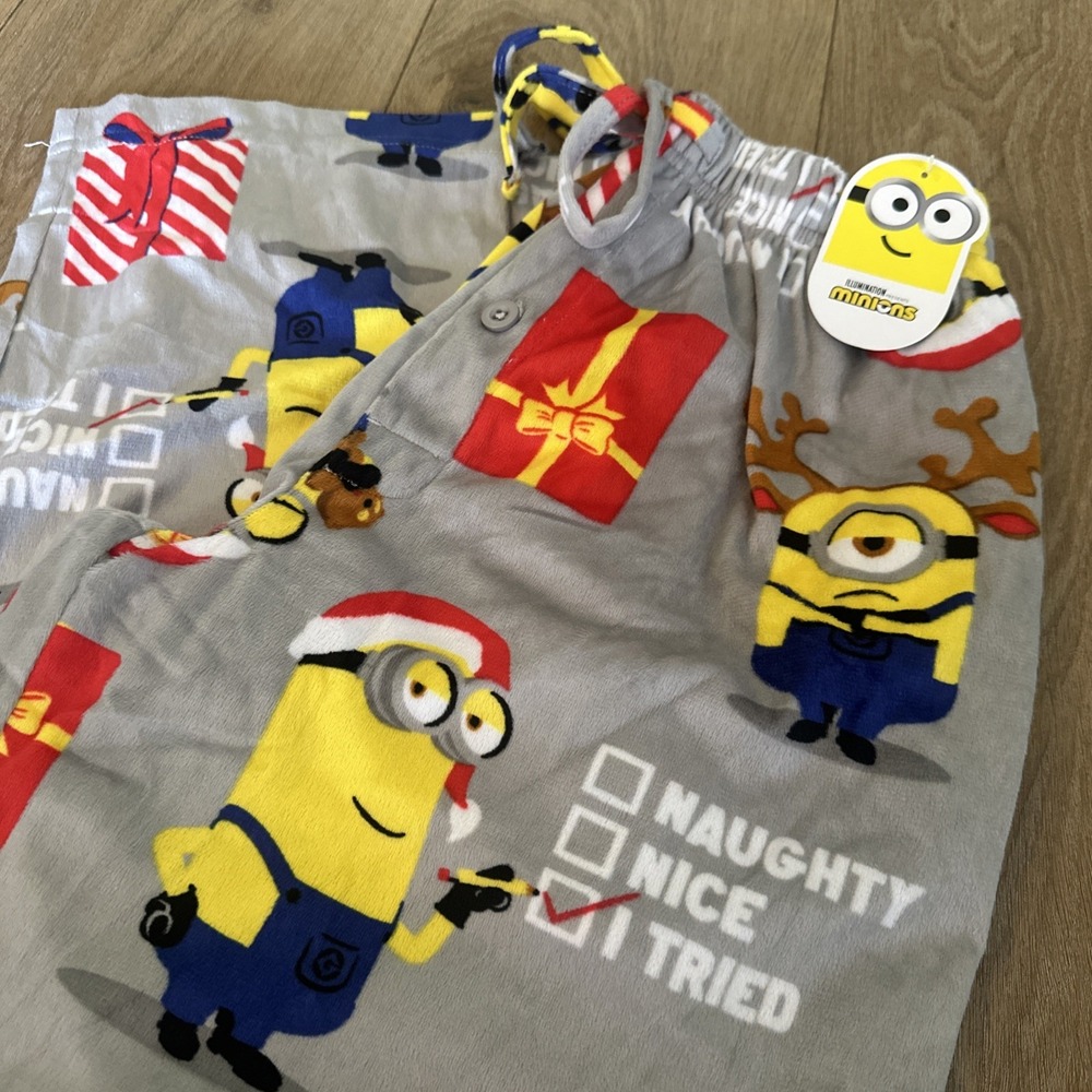 Minions Men's Holiday Naughty‎ Or Nice Soft Pajama Lounge Pants Size Medium NEW